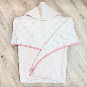 Girls Hooded Bath Towel Pink and White Polka Dot -THICK!